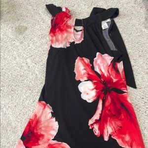 Floral Black and Red Dress